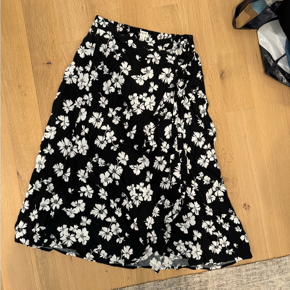 Midi floral faux wrap skirt